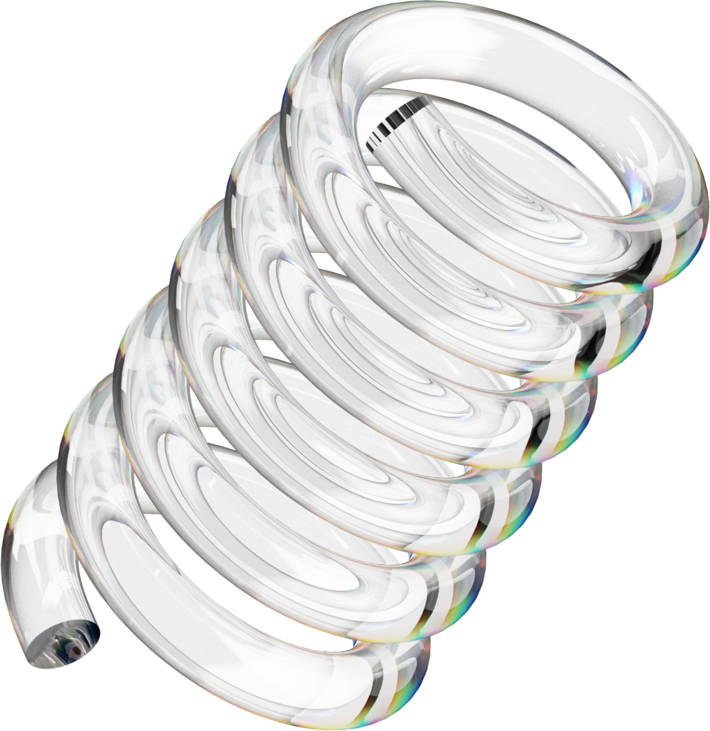 Crystal glass spiral with spectral light refraction